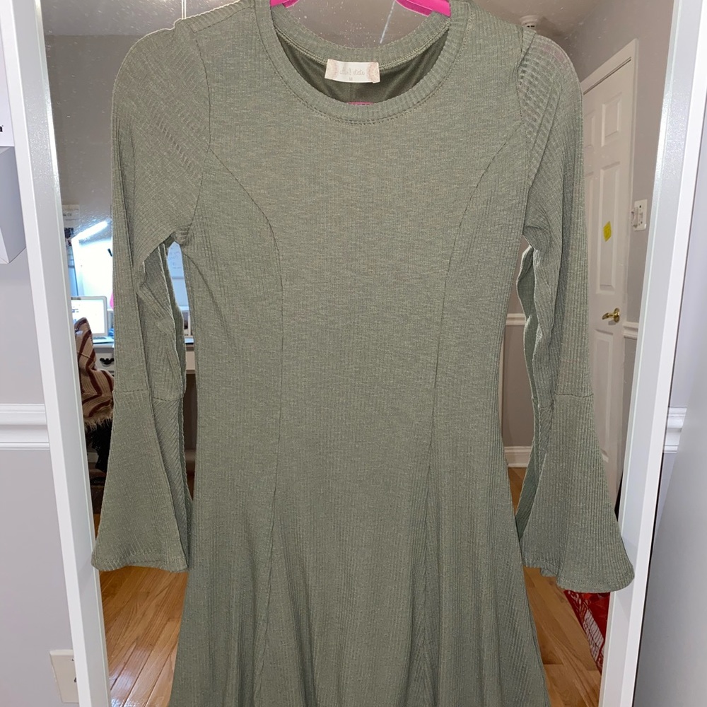 Altar’d State Ribbed Green Fit and Flare Dress